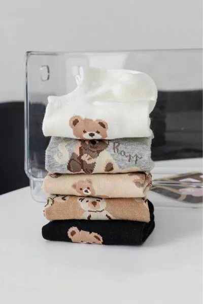 5 لي الجوارب الباليه تيدي بير منقوشة