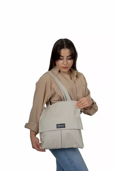 المرأة البيج سستة اليد وحقيبة الكتف النسيج حمل حقيبة مخصص الخياطة خلق