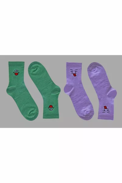 جوارب الكلية الملونة مع نمط الرموز التعبيرية 7 أزواج