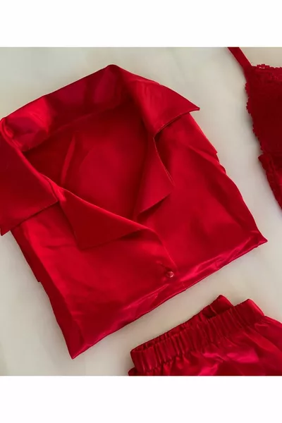 Raso Rosso Love 5-Piece Satin Pajamas Underwear Dowry Set