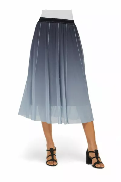 Women's Elasticated Waist Silvery Tulle Midi Length Curve Sport Stylish Navy Blue Skirt