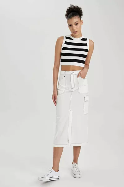 Coool Versand Fit Popeline Midi % Baumwolle Rock sm