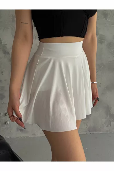 Лято Нови Дамски Бели Чорапогащи Пола Еластични Разклешени Плисирани Шорти