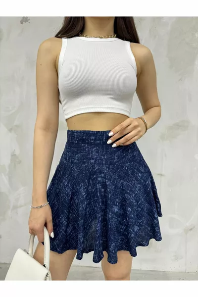 Women's Denim Blue Viscose Fabric Summer Shorts Skirt 