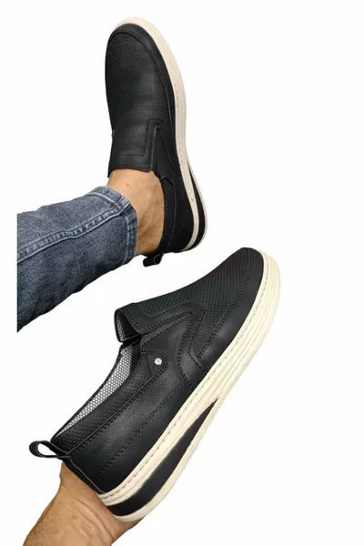 حذاء كومفورت أسود مطبوع ناعما للرجال