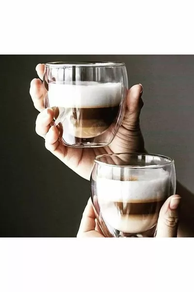 Çift Cidarlı Şeffaf Espresso Cam Bardak  ml 1 Adet ml Ofis Ev Kahve