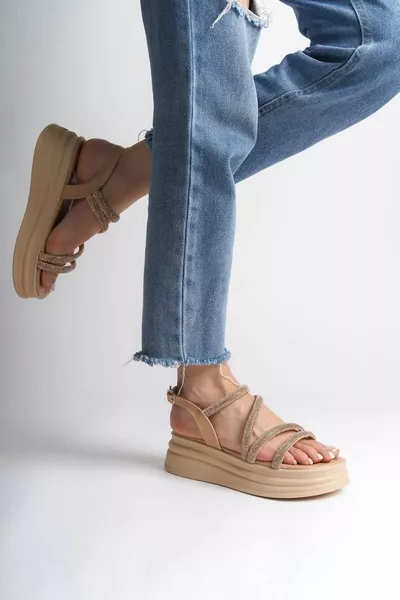 RILEY رقيقة مشبك الحجر شريط العظام وحيد النساء الصنادل TT الجلد