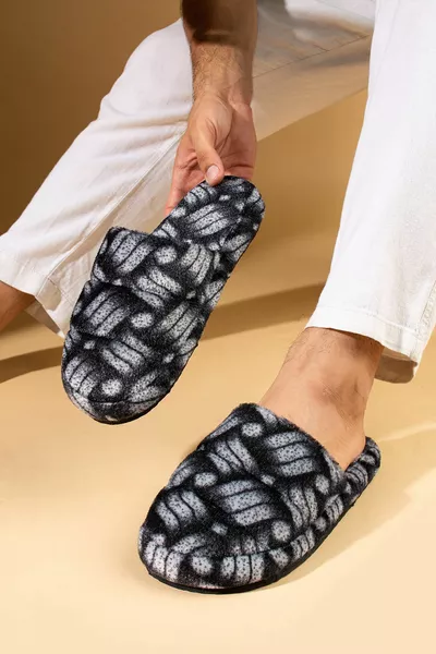 Мъжки пантофи Сива къща Чехли за гости Пакет зестра Чехли на младоженеца