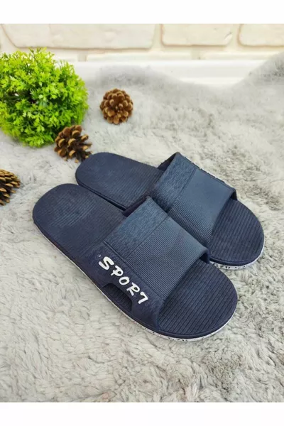 - Suola antiscivolo, blu navy - pantofole bianche per bagno, balcone, piscina, mare, spiaggia