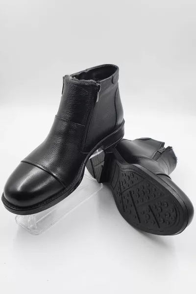 الرجال الفراء جلد طبيعي داخل الأحذية عارضة تان بسحاب