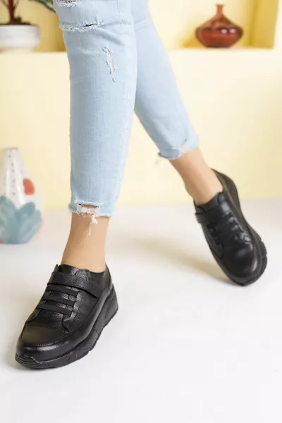Chaussures décontractées en cuir véritable pour femmes Saison automne / hiver 