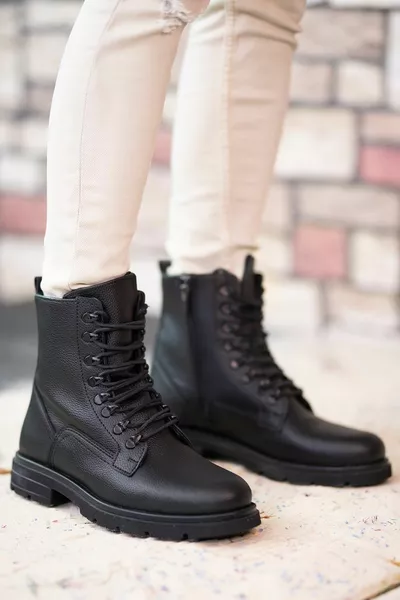 أحذية بريدية سوداء بسحاب للرجال 