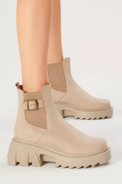 المرأة كريم من جلد الغزال مطاط مشبك أحذية مريحة تناسب