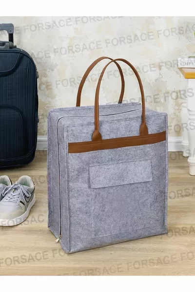 Практични обувки Чанта за багаж за пътуване с кожени дръжки Сиво