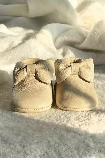 % Vera Pelle Fiocco Primo Passo Scarpe Del Bambino