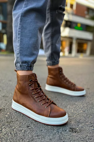  Between Lace-Up Orthopedic Sole Casual Skin Men's Sport Boots CBT Tan