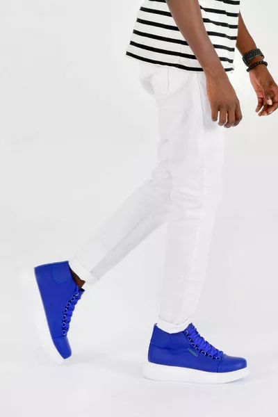  Roman Lace-Up Orthopedische Zool Casual Skin Heren Sport Postal Boots CBT Blauw