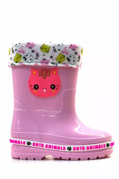  Момичета Розови ботуши с топла подплата