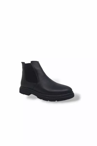  Stivali comodi casual in vera pelle Chelsea nera da uomo