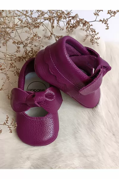 Alice Mocassins pour bébé en cuir véritable violet