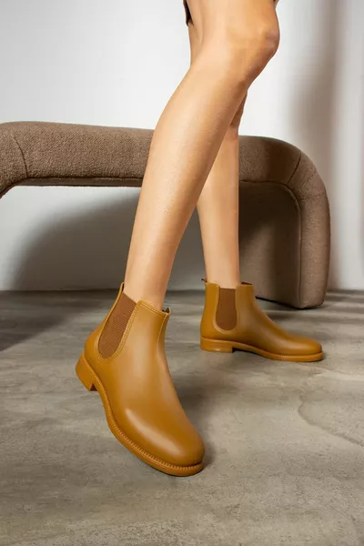 Ancelia Women's Rain Boots & Bootie Side Elastic Mustard