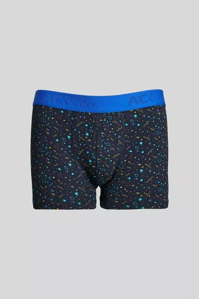 Boxer 3 pièces en coton souple bleu marine bleu sax