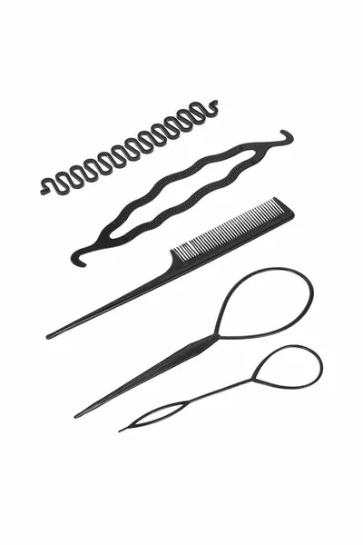 Lot de 5 pinces à tresser et chignon cheveux noirs mélangés