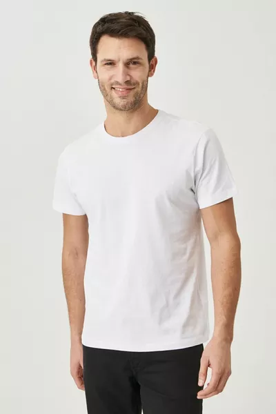 Men's Black and White Slim Fit Slim Fit Crew Neck % Cotton 2-Pack T-Shirt