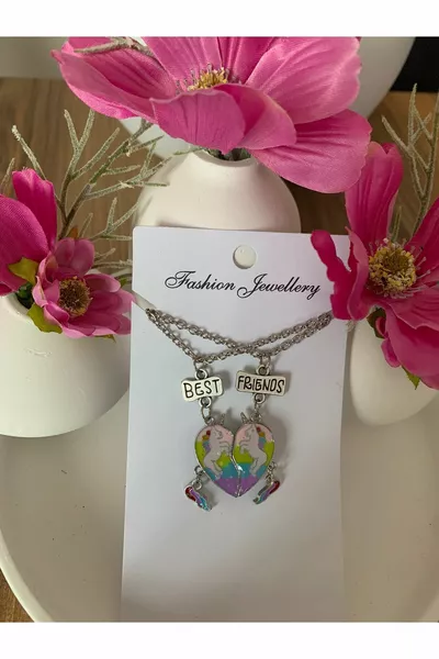 Magnetic Connecting Colorful Unicorn Best Friends Necklace High Quality Metal Bff Friendship Necklace