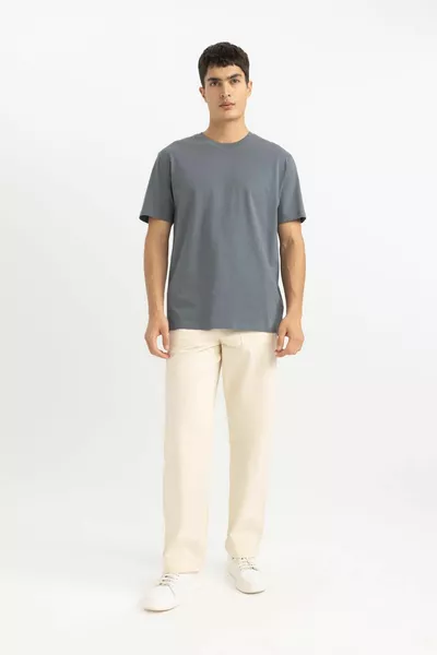 New Regular Fit Bisiklet Yaka Kısa Kollu % Pamuk Basic Tişört sp