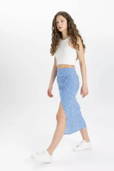 A Cut Printed Maroken Midi Skirt SP