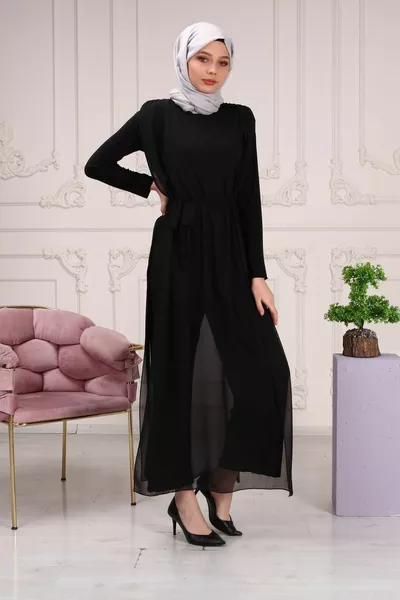 Chiffon Portable Belted Women's Long Jumpsuit Dress
