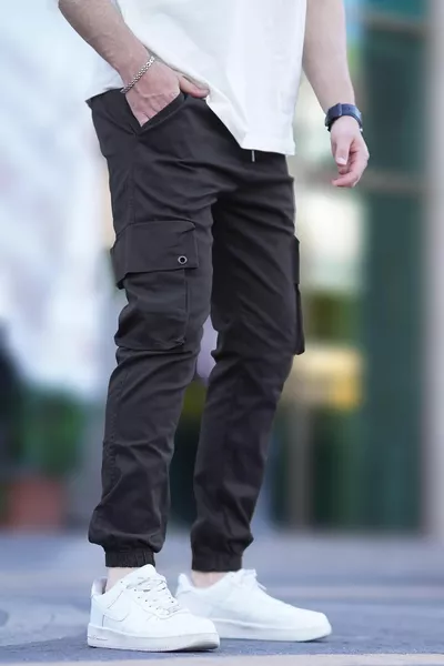 Black Cargo Pocket Jogger Pants 