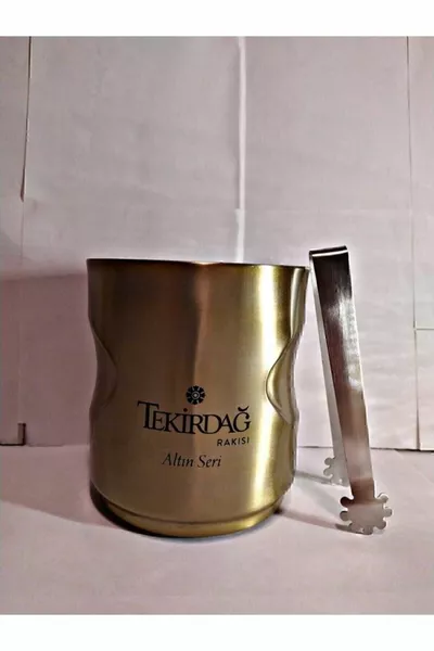 Special Design Gold Series Raki Glas (6 Stück) + Gold Series Stahl Eiskübel Set Lotus Cup