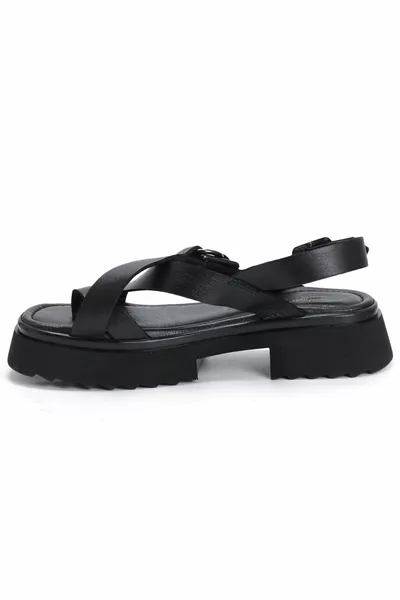 Sandali in pelle da donna neri