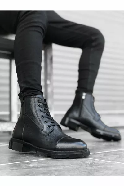 Genuine leather water and cold proof men's leather boots with fur inside