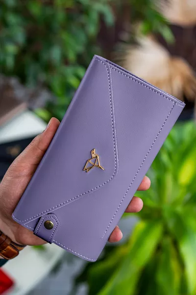 مغلف الهاتف وعملة مقصورة المغلف نموذج أرجواني محفظة المرأة