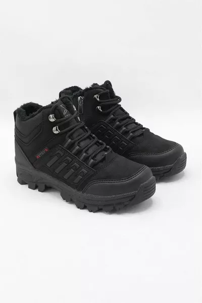 Unisex Schwarze Stiefel aus Wolle mit Reißverschluss x Step