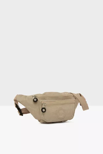 Unisex Beige Fallschirm Stoff Wappen Gürteltasche 