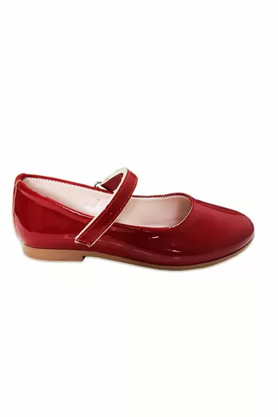 Ballerines filles rouges en cuir verni