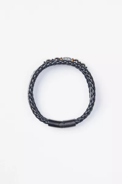 جلد طبيعي الرجال سوار أسود