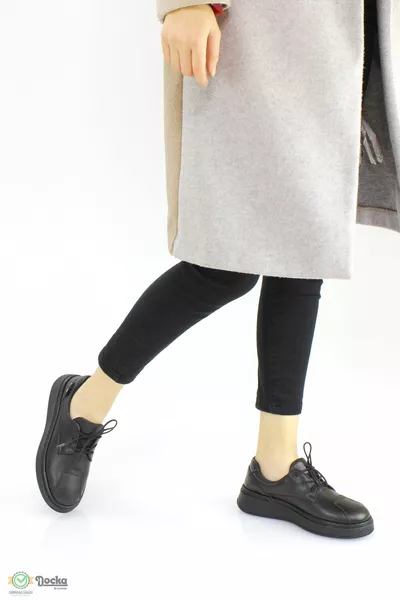 المرأة جلد طبيعي سميكة نعل الرياضة نمط أحذية عارضة