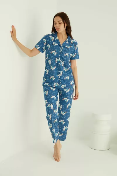 ХЛОПКОВЫЙ ПИЖАМНЫЙ КОМПЛЕКТ НА ПУГОВИЦАХ