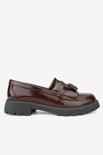 FEMME CUIR VERNI BORDEAUX CUIR NATUREL VÉRITABLE TAILLE  MOCASSINS CAPITONNÉS
