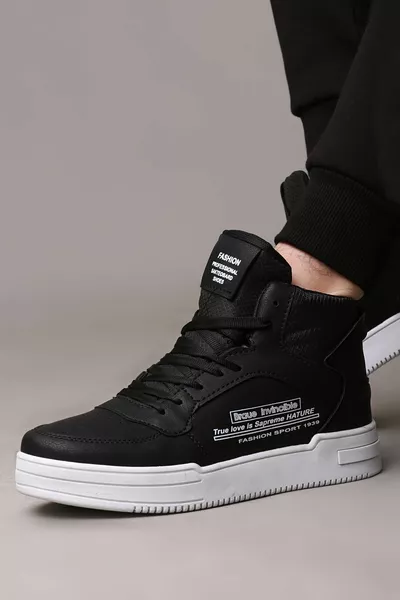 Baskets montantes unisexes noires et blanches