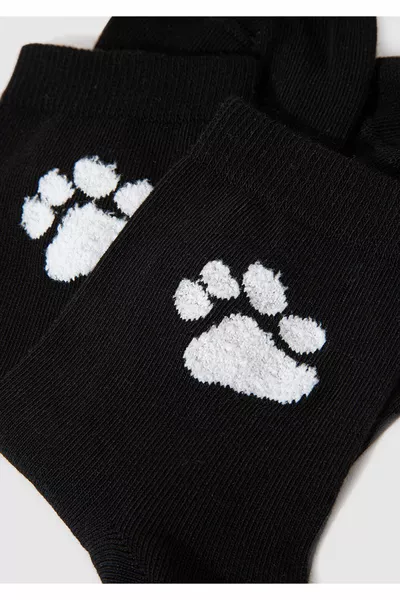 Paw Printed Black Socket Socks 