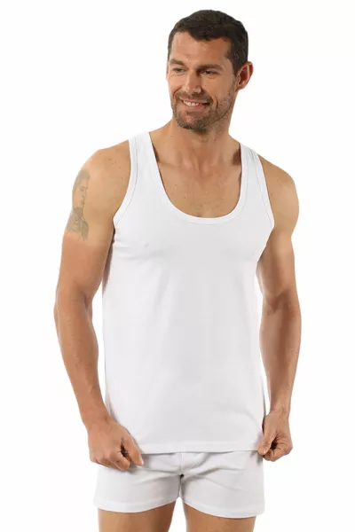 Özkan  Lot de 6 Maillot de corps en coton souple et côtelé à bretelles épaisses souples pour hommes