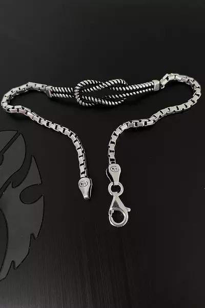 8. gr Bracciale Uomo Nodo Marinaio Simbolo del Potere in Vero Argento