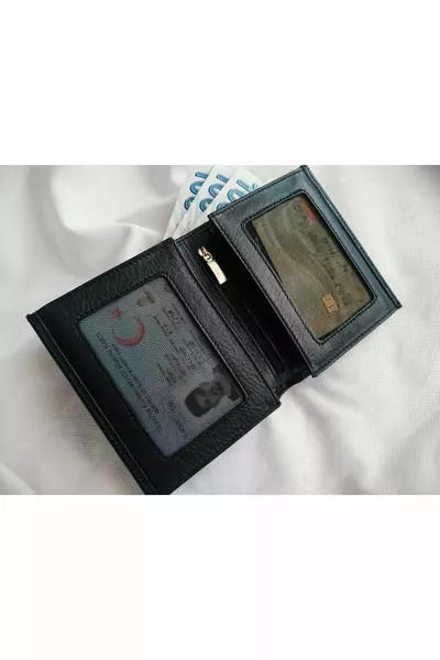 Herrengeldbörse aus echtem Leder mit  Kartenfächern (POCKET HERCULES),  Karten und 2 transparenten Fächern