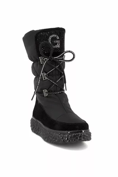 Solid Stone Luxury Transparent Foam Sole Black Snow Boots